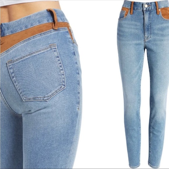 NWT Good American Good Legs Suede Mix Jeans Size 4 - Picture 3 of 12